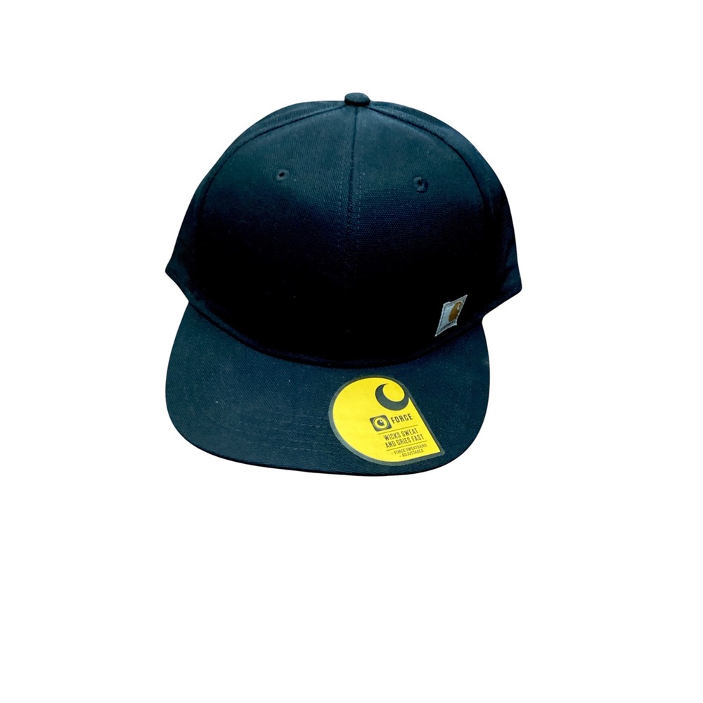 Carhartt Men Black Firm Duck Flat Brim Cap Force Snapback Hat AH1604-M OS